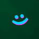 Green image with a light blue smiley